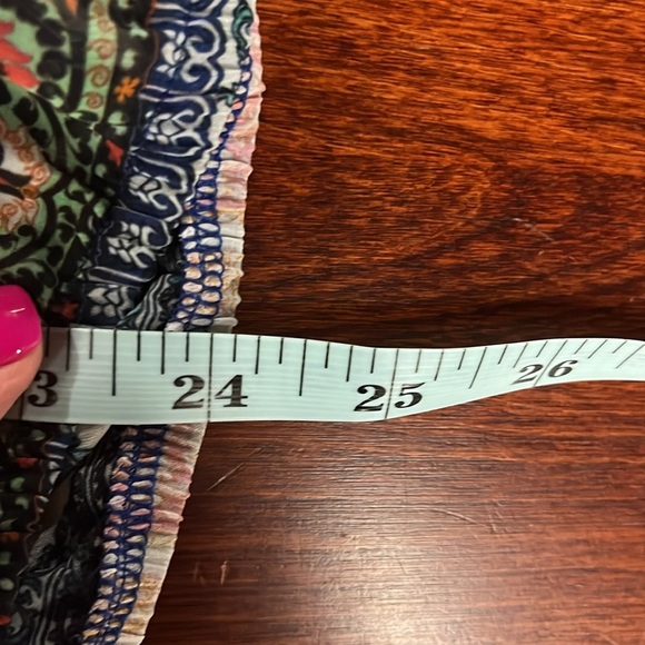 New Directions Womens Top S Orange Yellow Stretch Waist Pullover Flowy Boho Cute - Picture 12 of 13